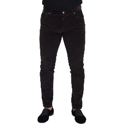 Brown Corduroy Men Casual Trouser Pants