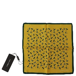 Yellow Printed DG Logo Square Mens Handkerchief Scarf