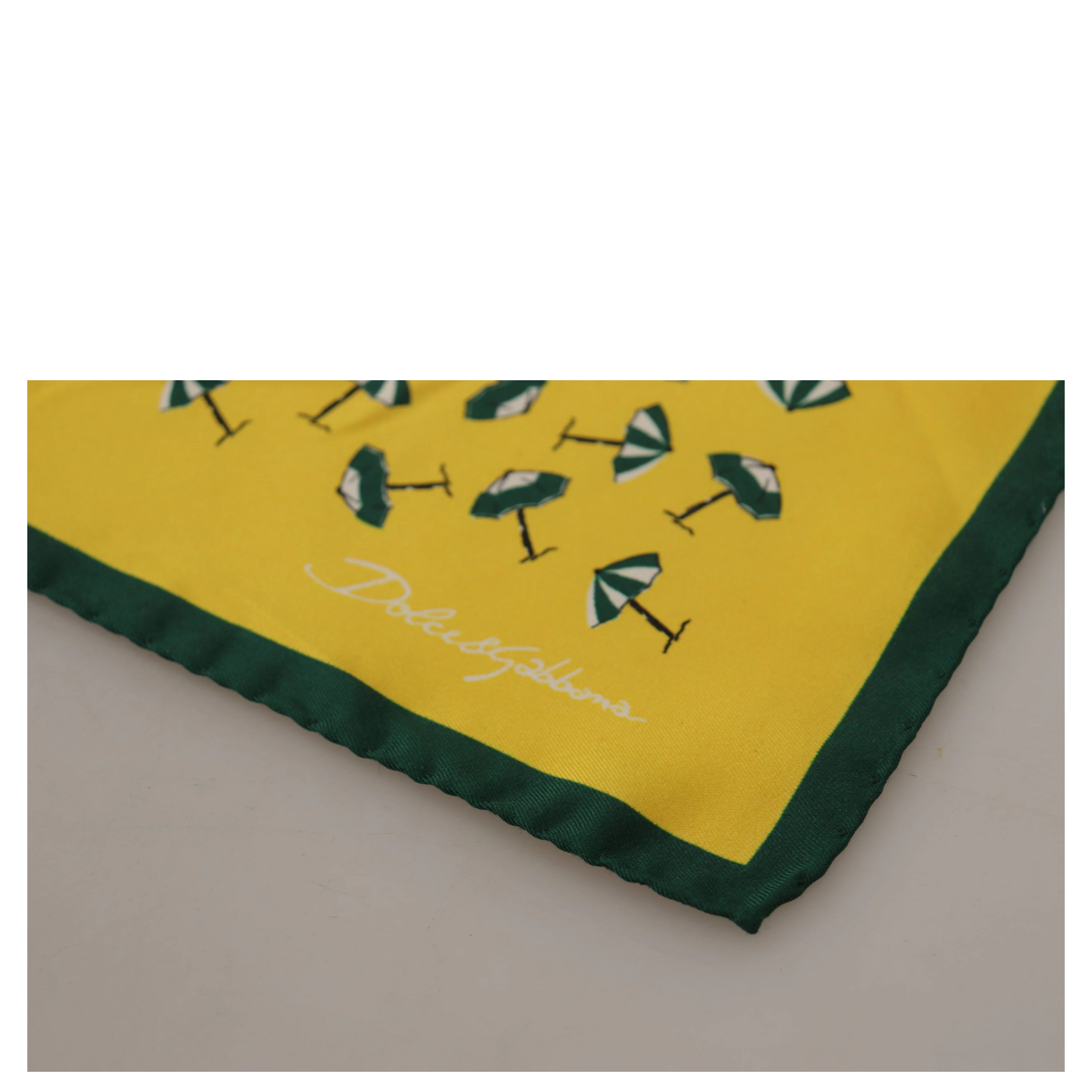 Yellow Printed DG Logo Square Mens Handkerchief Scarf
