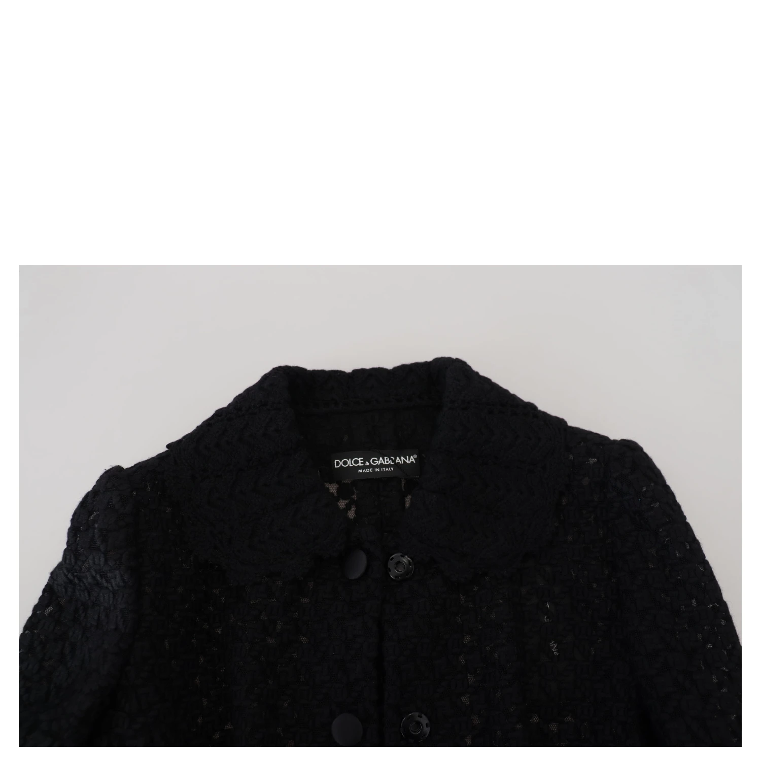 Black Wool Knitted Button Down Collar Jacket