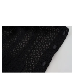 Black Wool Knitted Button Down Collar Jacket