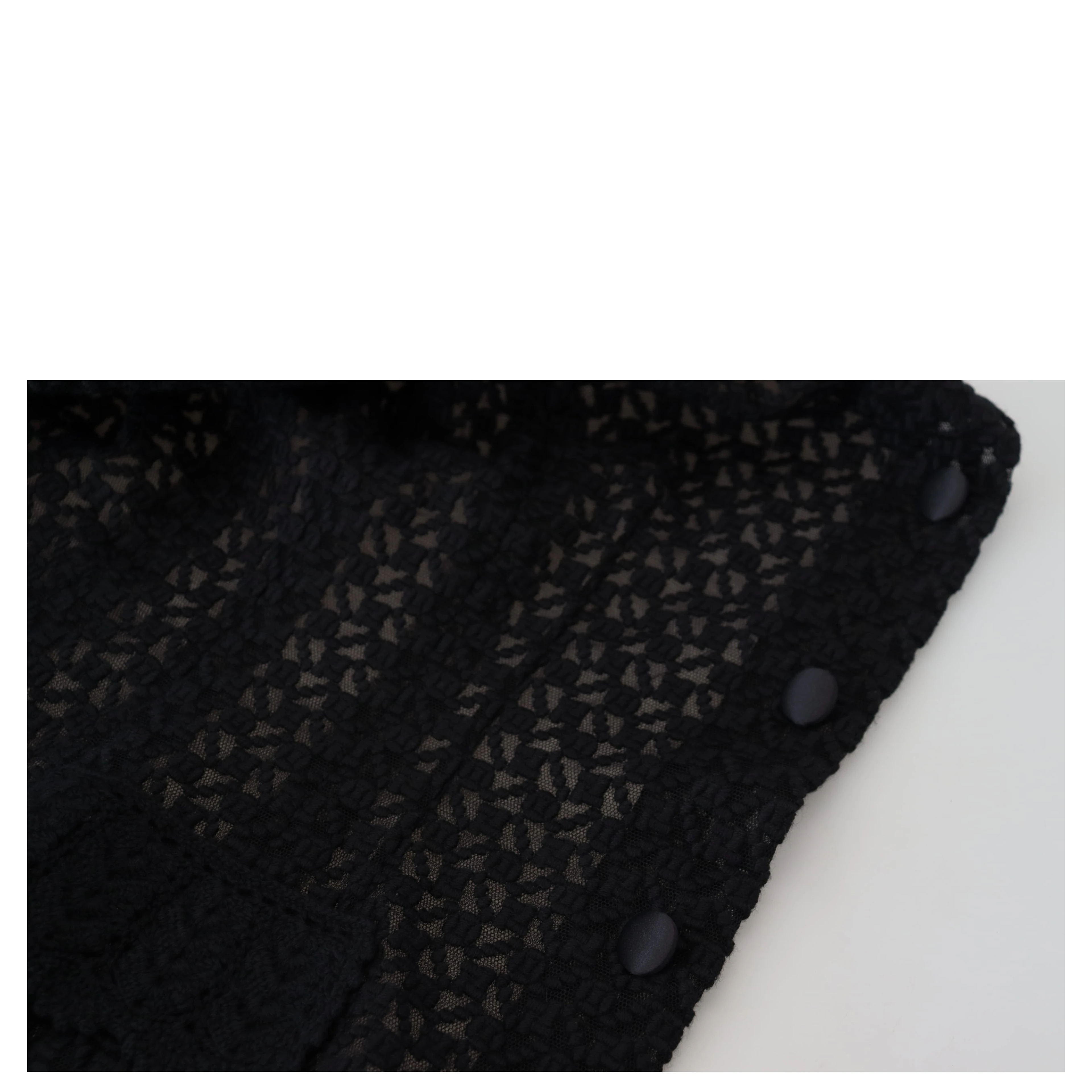 Black Wool Knitted Button Down Collar Jacket