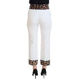 White Leopard Print High Waist Pants