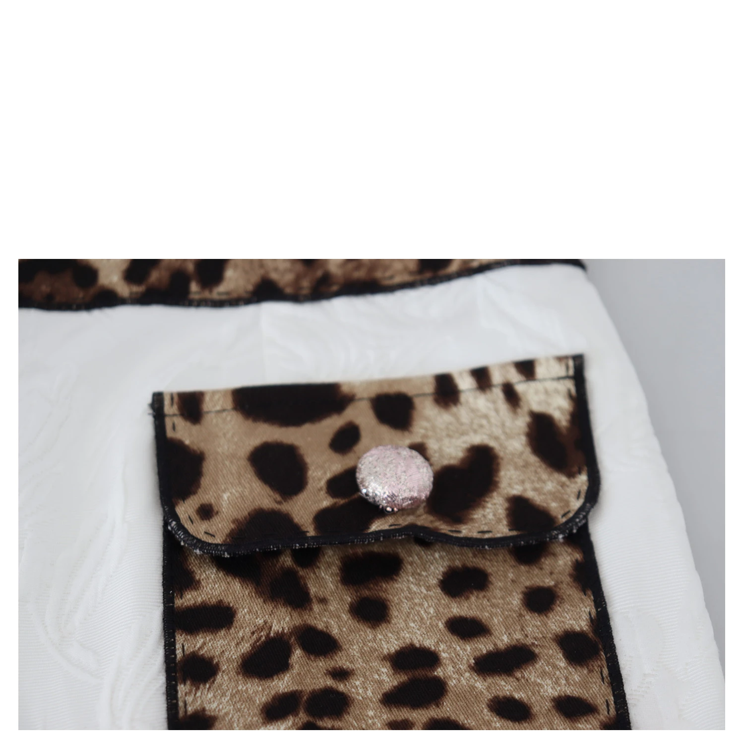 White Leopard Print High Waist Pants