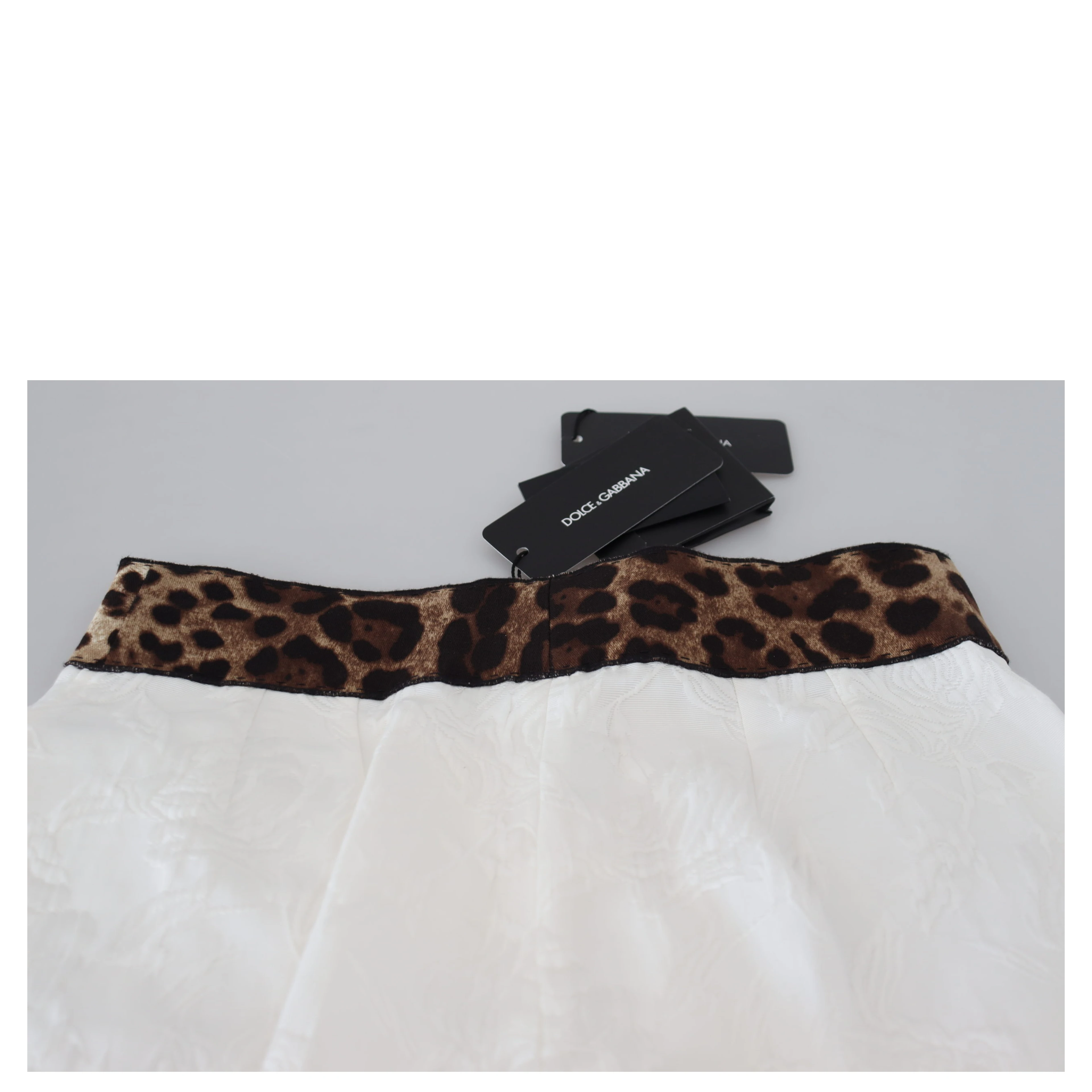 White Leopard Print High Waist Pants