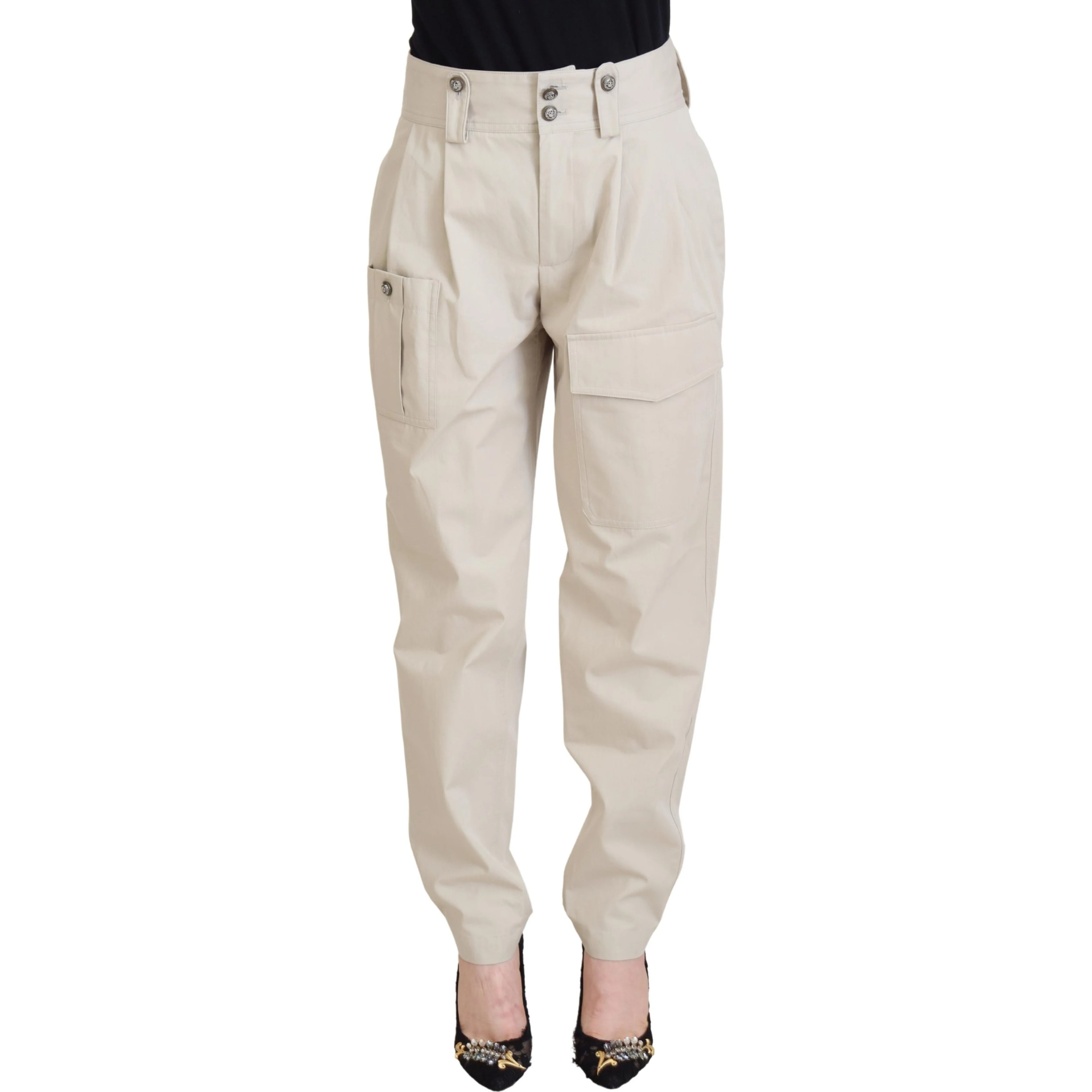 Beige High Waist Women Pants