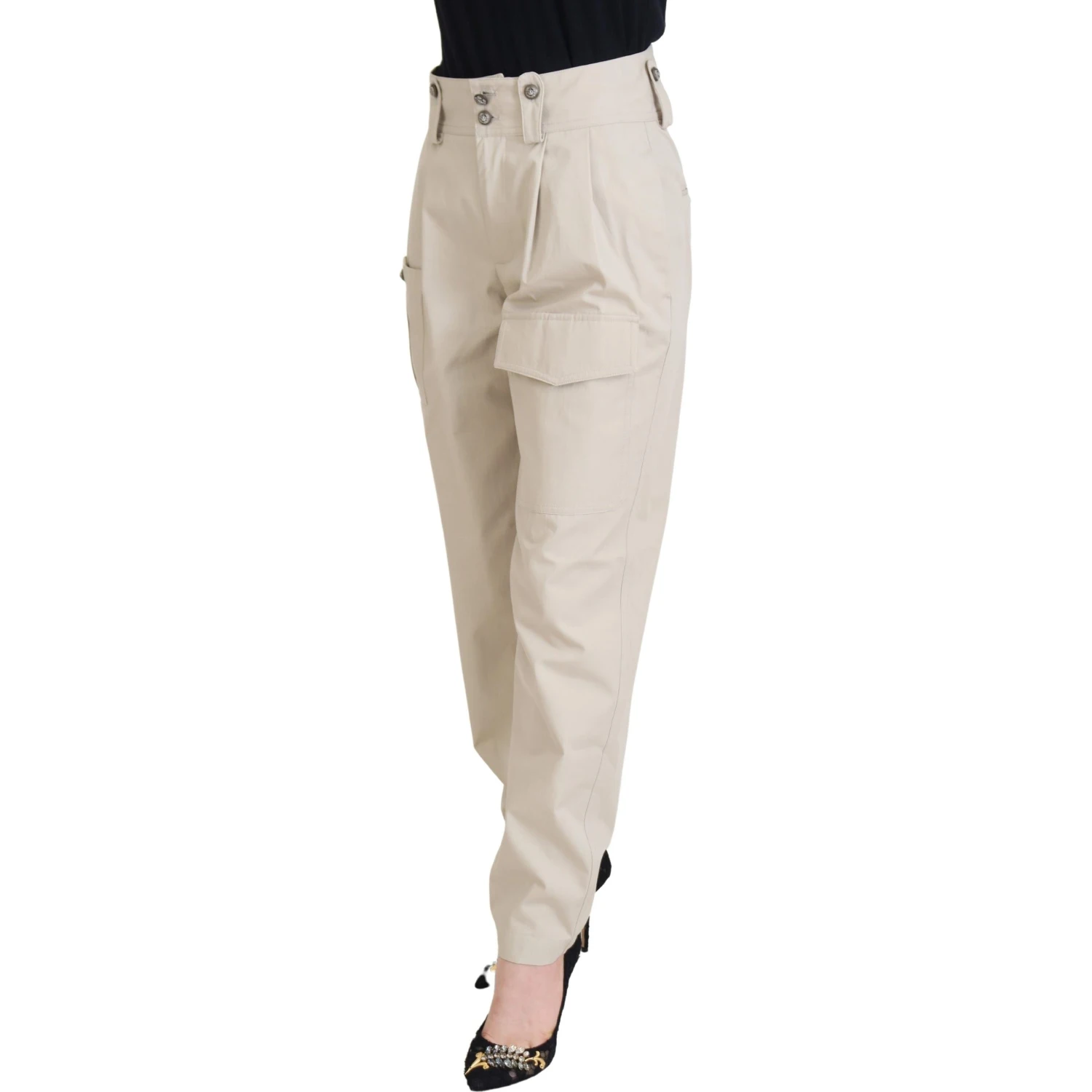 Beige High Waist Women Pants