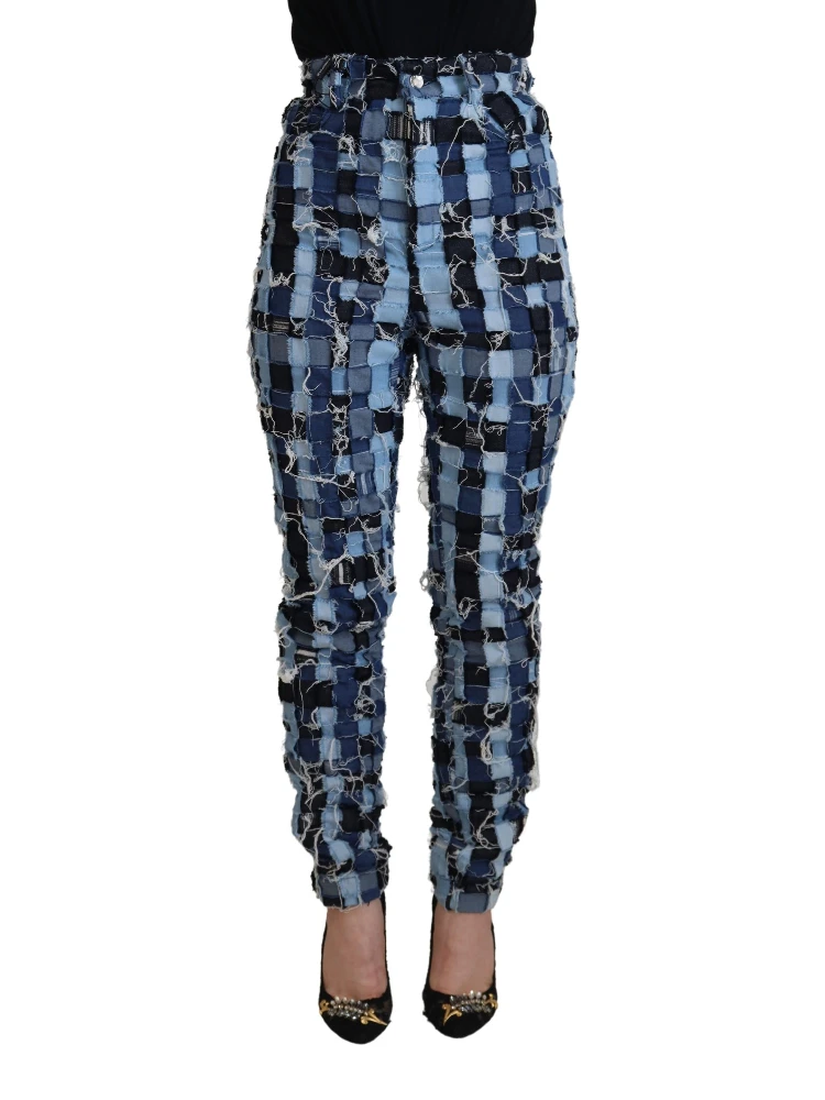 Multicolor Patchwork Cotton Denim Jeans