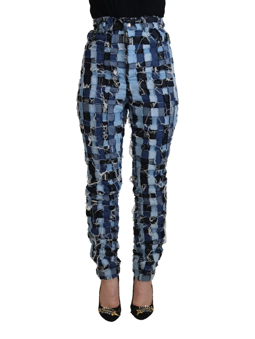 Multicolor Patchwork Cotton Denim Jeans