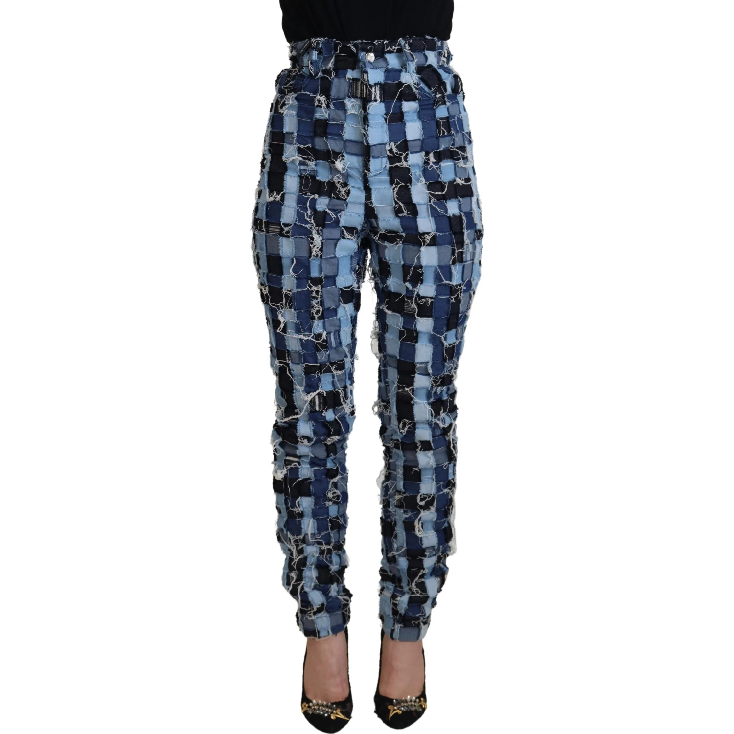 Multicolor Patchwork Cotton Denim Jeans