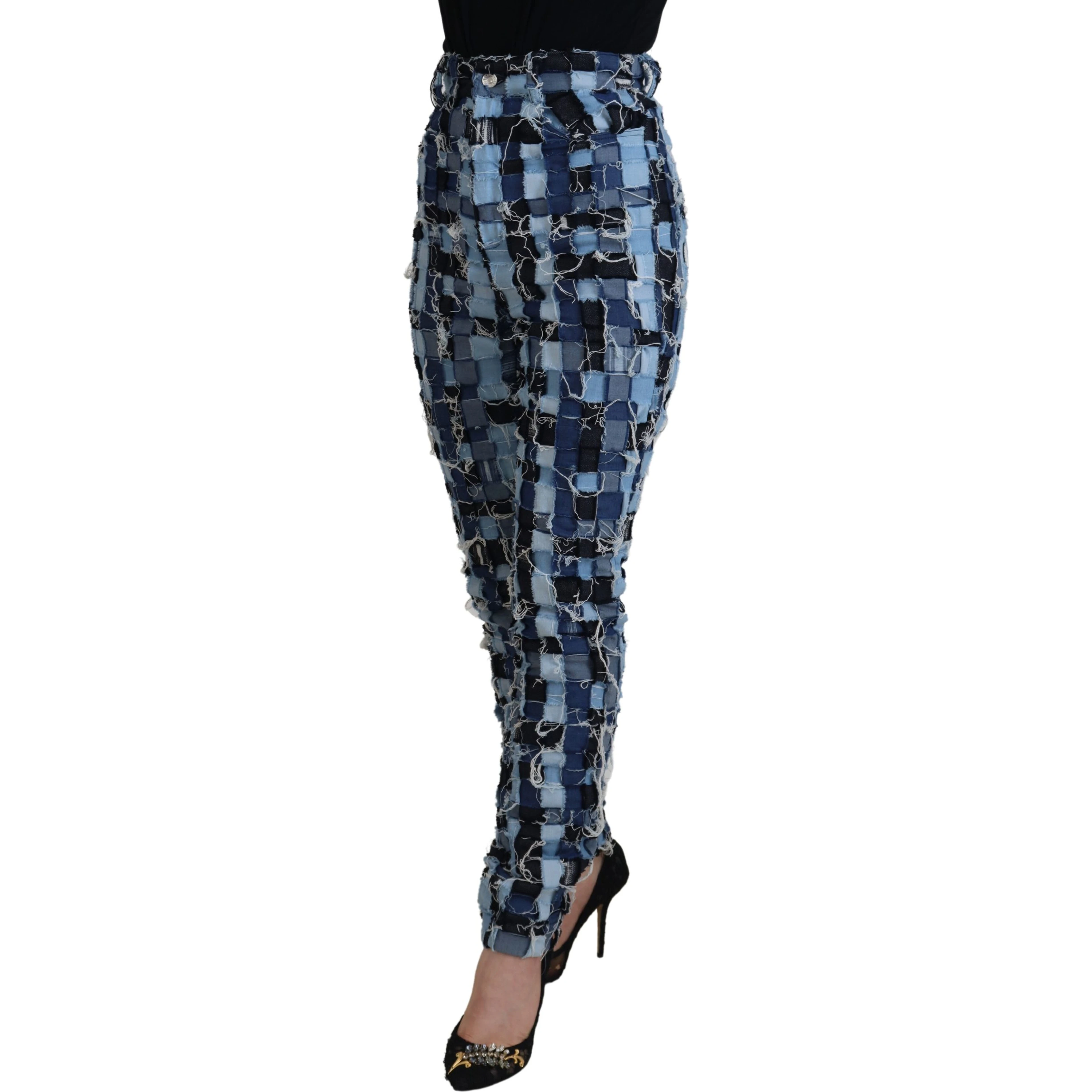 Multicolor Patchwork Cotton Denim Jeans