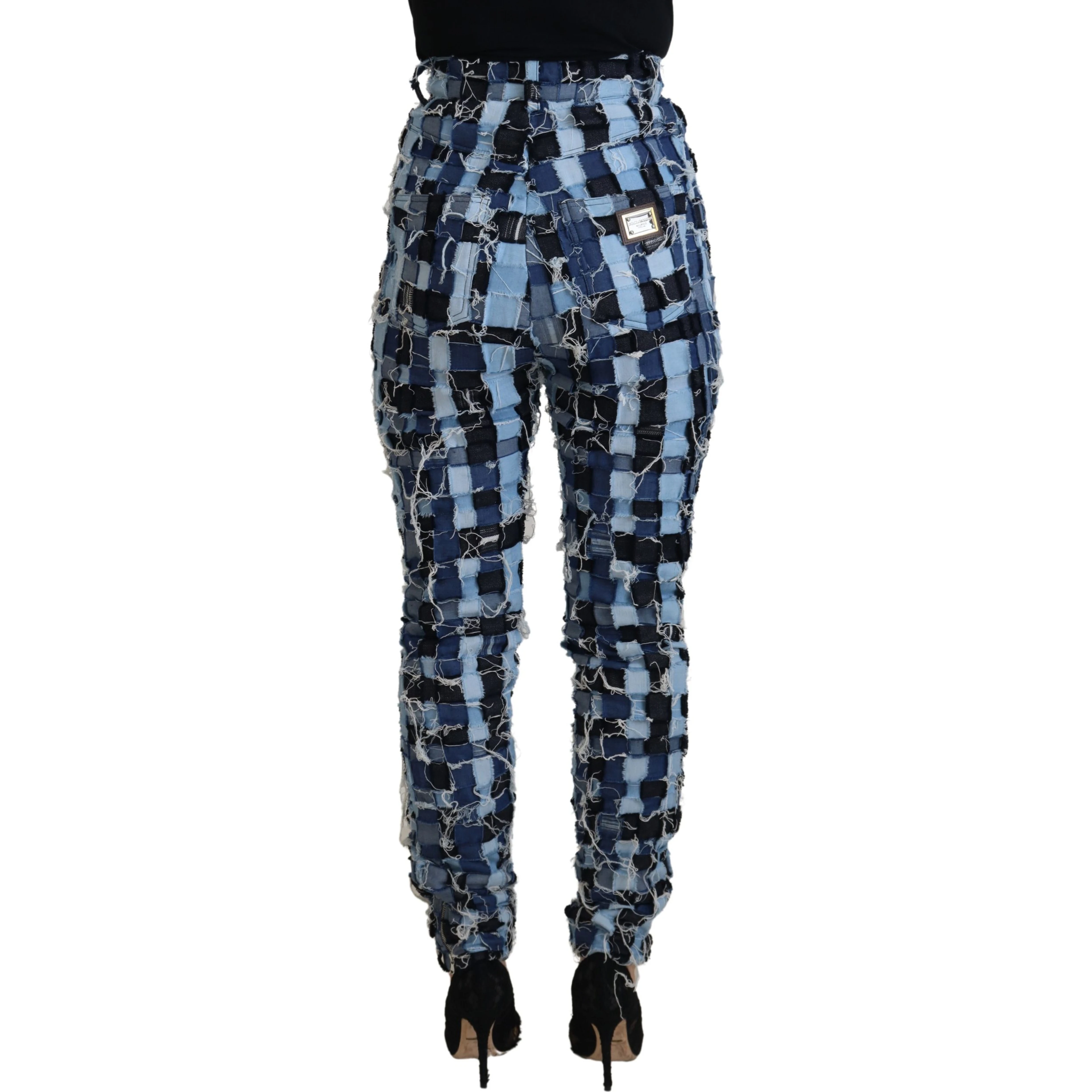 Multicolor Patchwork Cotton Denim Jeans