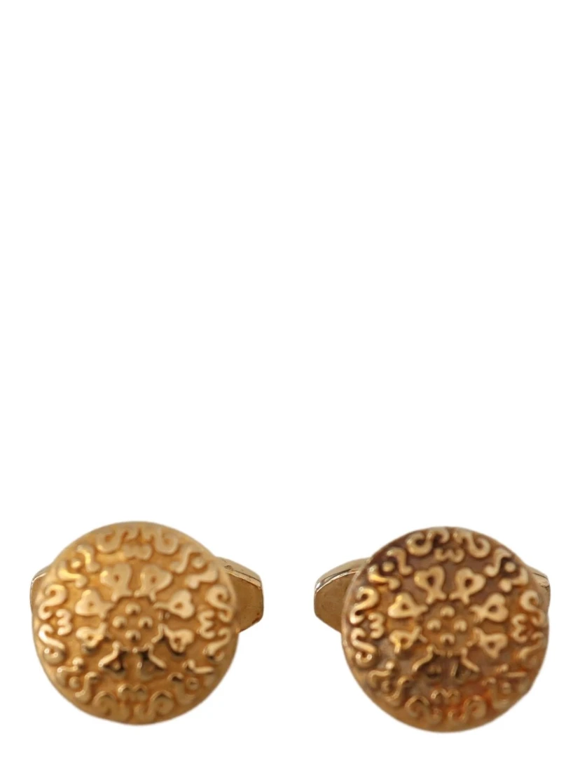 Gold Plated Brass Round Pin Men Cufflinks
