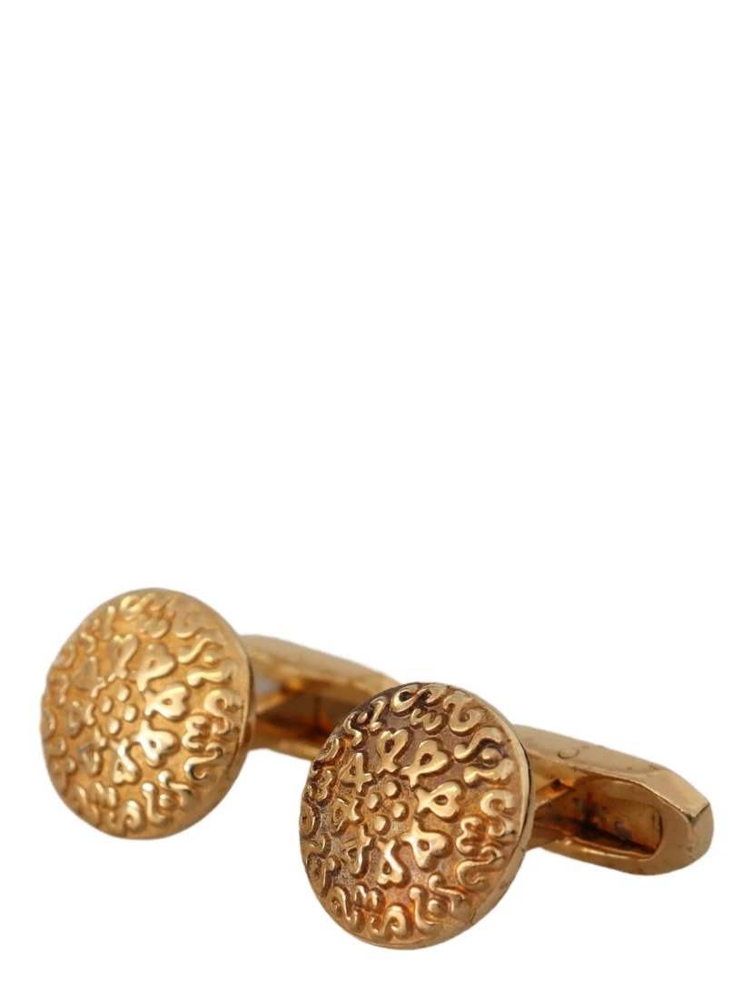 Gold Plated Brass Round Pin Men Cufflinks
