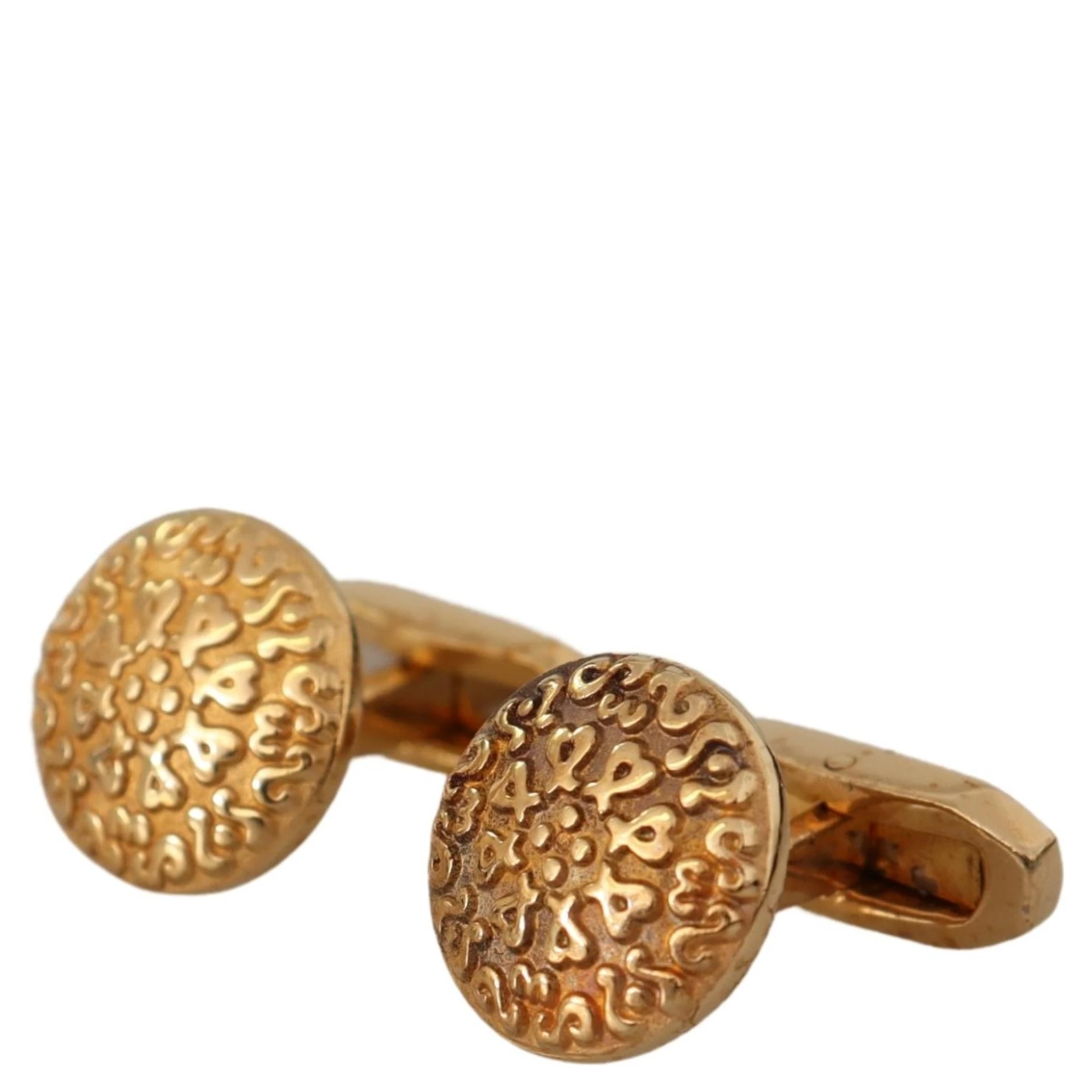 Gold Plated Brass Round Pin Men Cufflinks