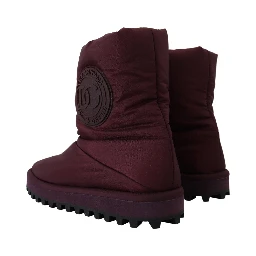 Bordeaux Nylon Boots Padded Mid Shoes