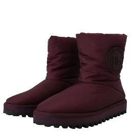 Bordeaux Nylon Boots Padded Mid Shoes