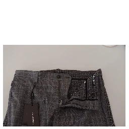 Grey Cotton Checkered Chino Pants