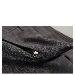 Grey Cotton Checkered Chino Pants