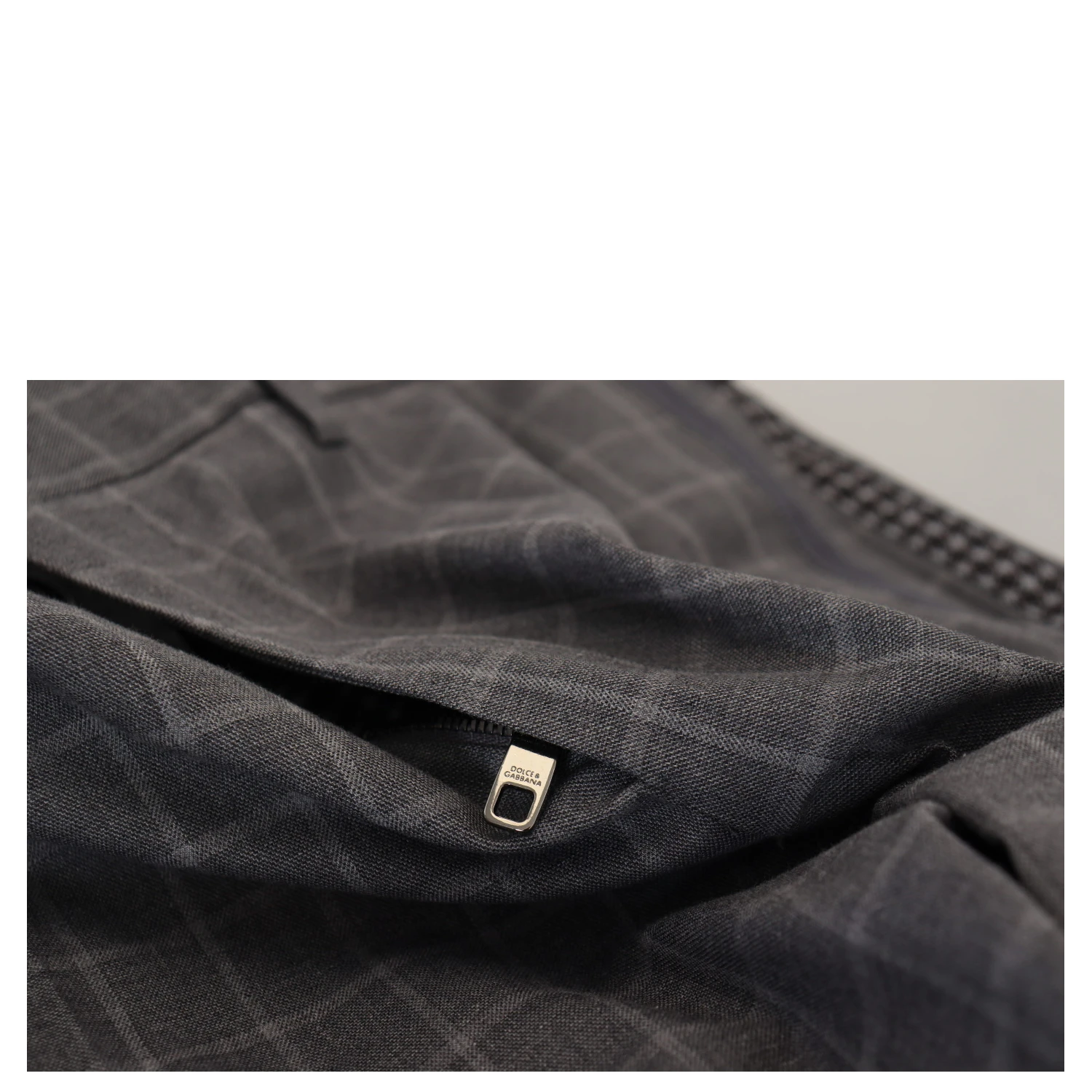 Grey Cotton Checkered Chino Pants