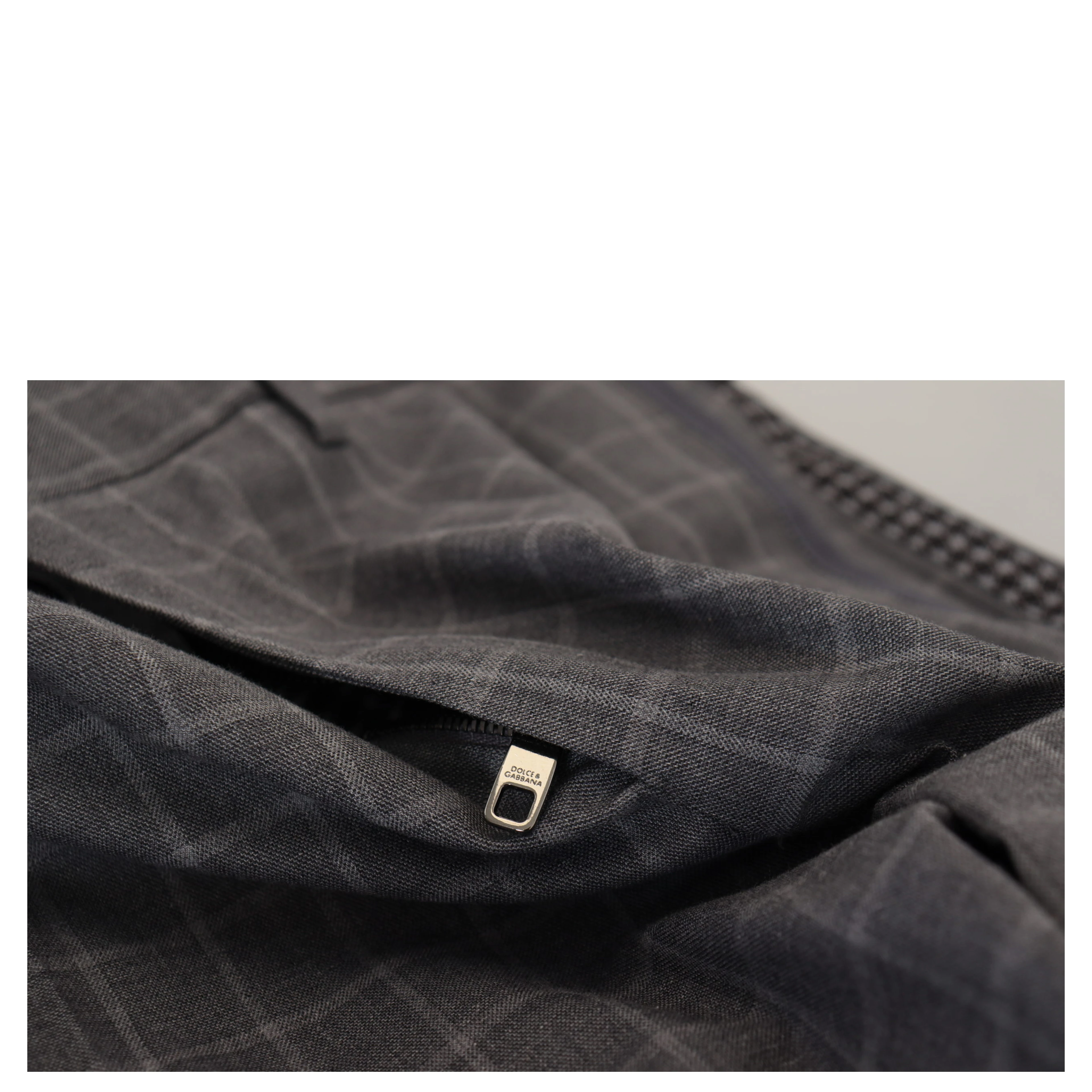 Grey Cotton Checkered Chino Pants