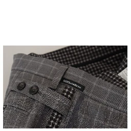Grey Cotton Checkered Chino Pants