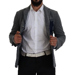 Gray Wool Roses Slim Fit Jacket Blazer