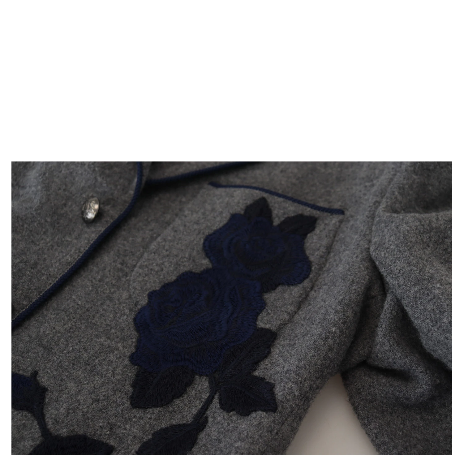 Gray Wool Roses Slim Fit Jacket Blazer