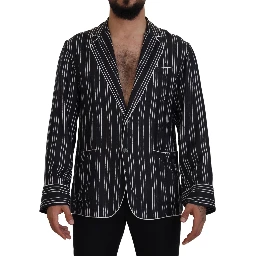 Blue Striped Silk Pajama Shirt Jacket