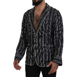 Blue Striped Silk Pajama Shirt Jacket