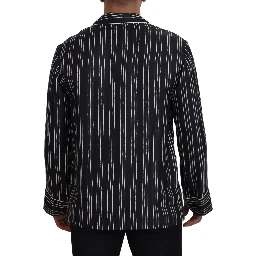Blue Striped Silk Pajama Shirt Jacket