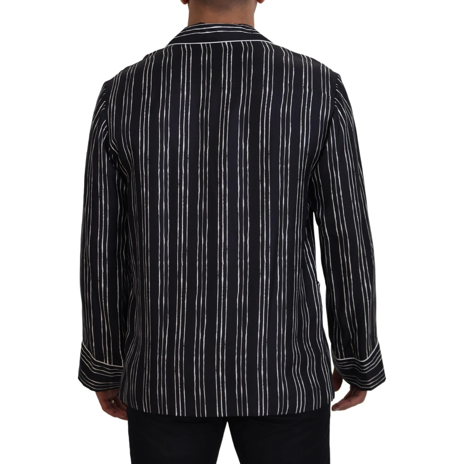 Blue Striped Silk Pajama Shirt Jacket