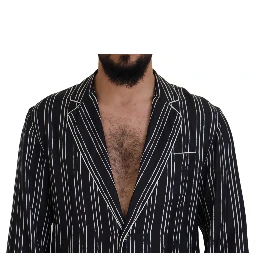 Blue Striped Silk Pajama Shirt Jacket