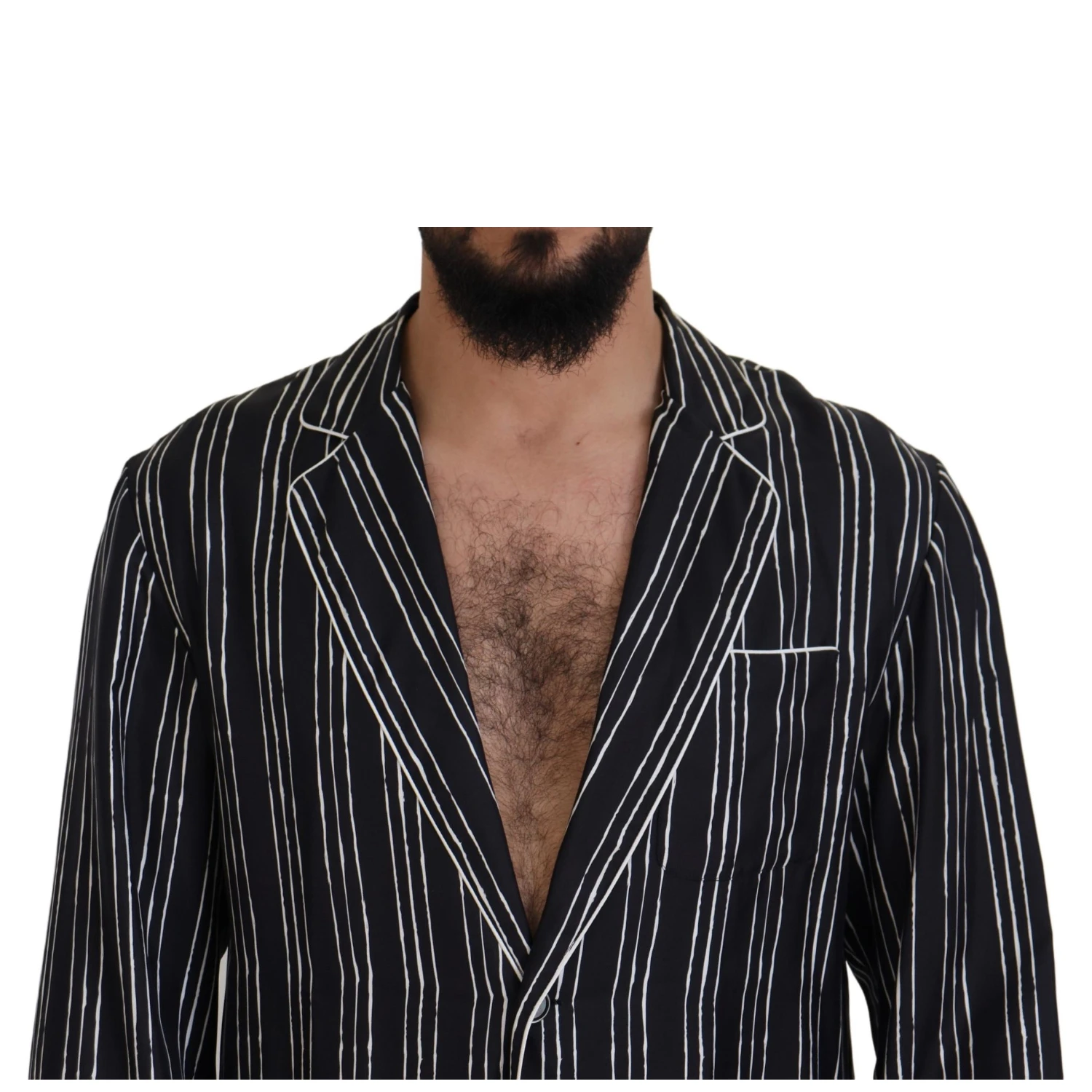 Blue Striped Silk Pajama Shirt Jacket