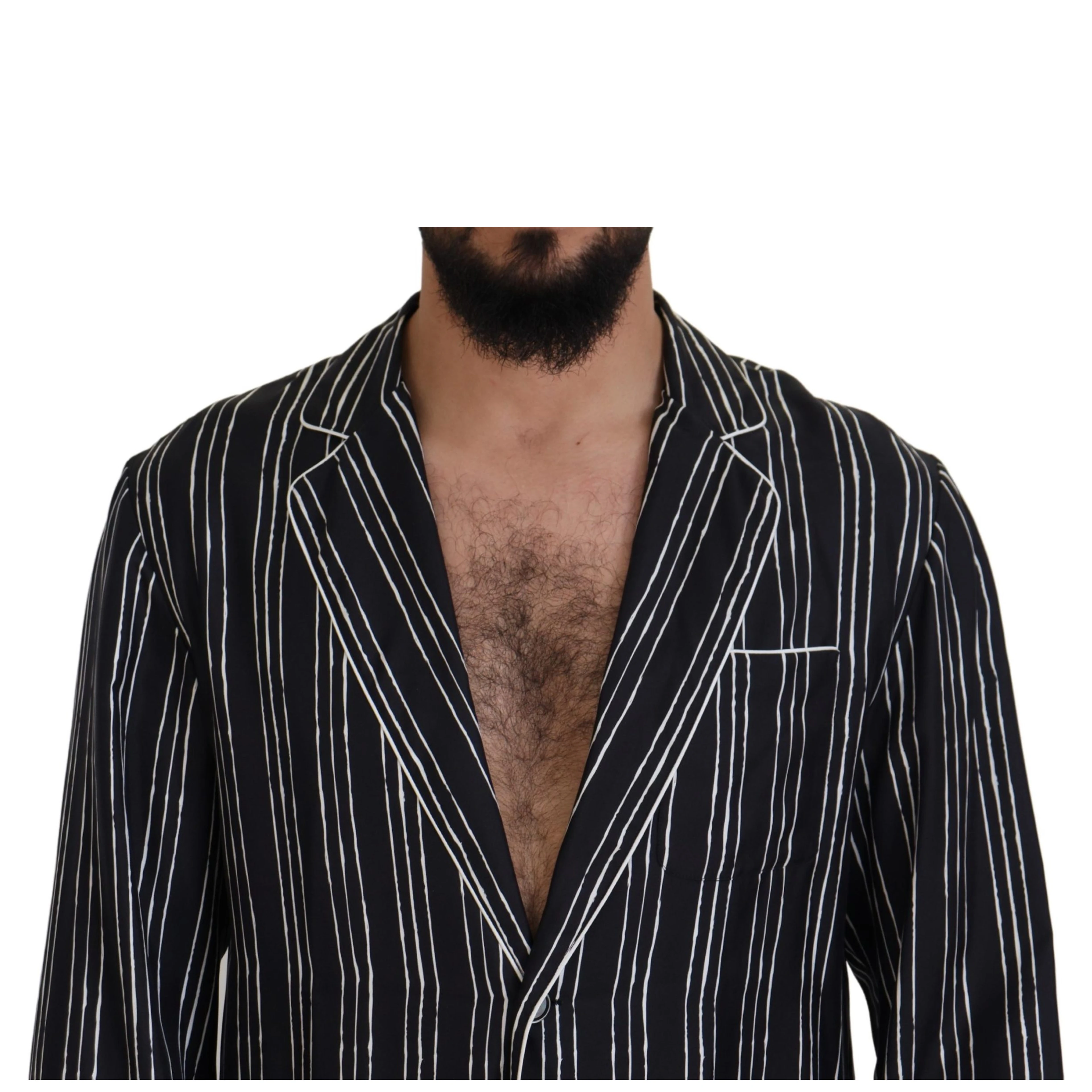 Blue Striped Silk Pajama Shirt Jacket