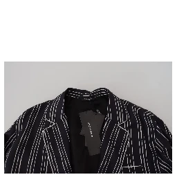 Blue Striped Silk Pajama Shirt Jacket