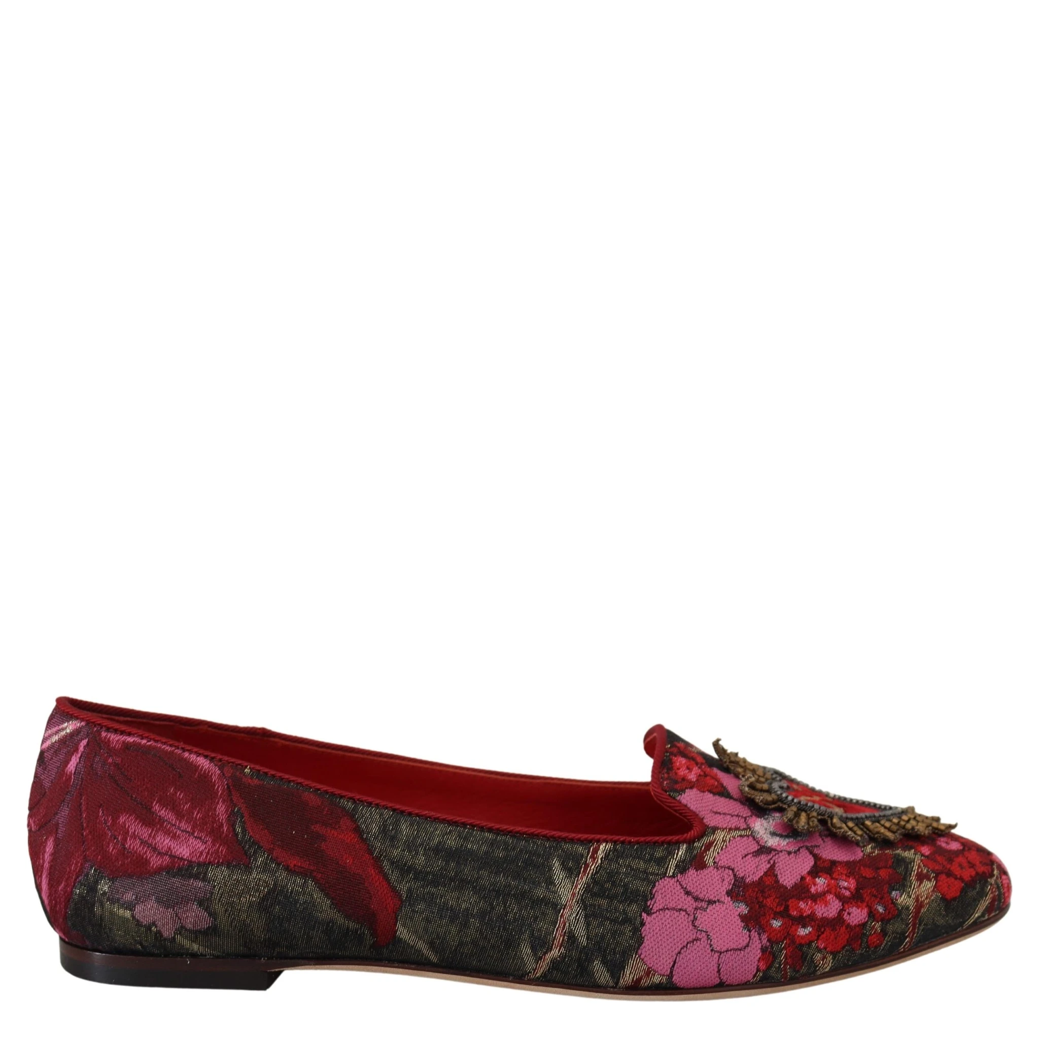 Multicolor Jacquard Sacred Heart Patch Slip On Shoes