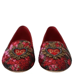 Multicolor Jacquard Sacred Heart Patch Slip On Shoes