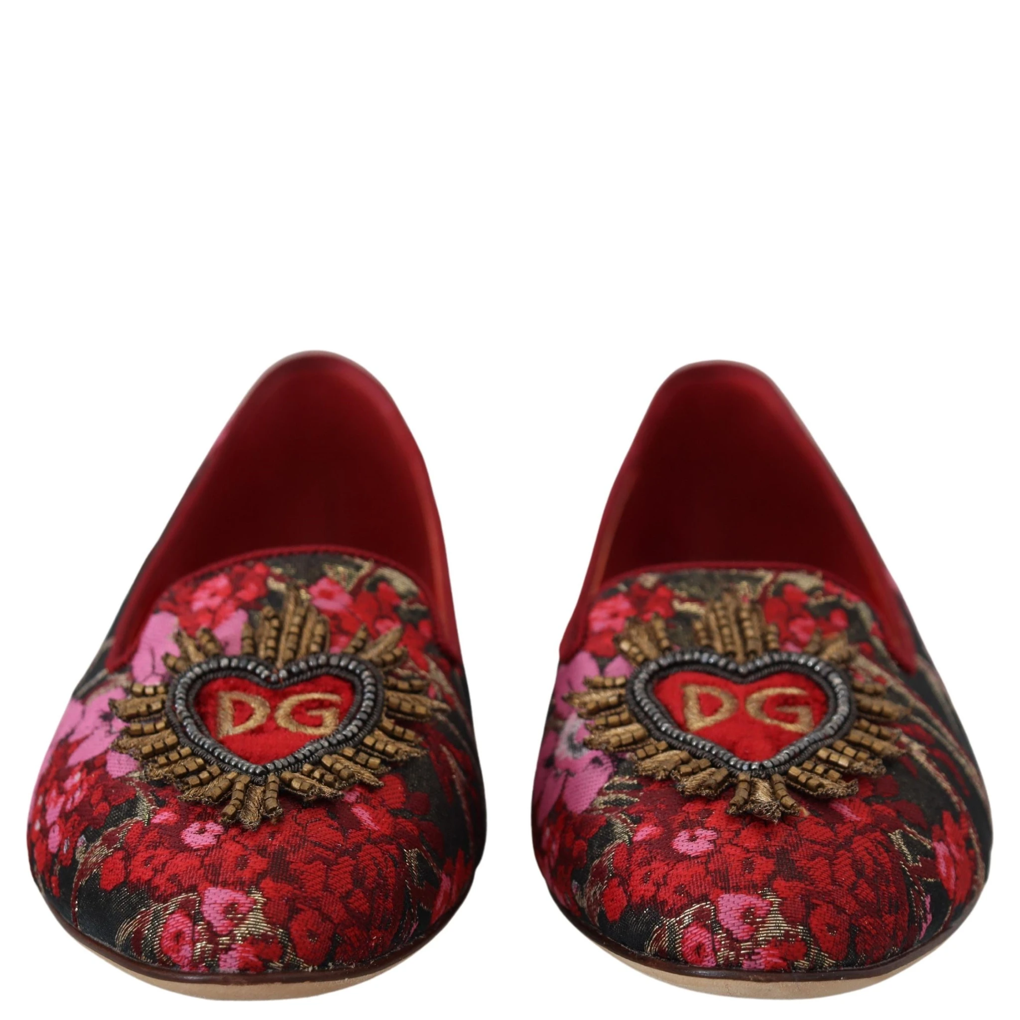 Multicolor Jacquard Sacred Heart Patch Slip On Shoes