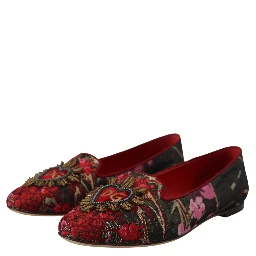 Multicolor Jacquard Sacred Heart Patch Slip On Shoes