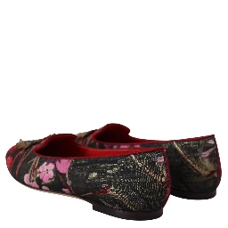 Multicolor Jacquard Sacred Heart Patch Slip On Shoes