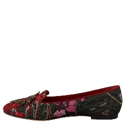 Multicolor Jacquard Sacred Heart Patch Slip On Shoes