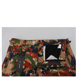 Multicolor Cotton Camouflaged Cargo Shorts