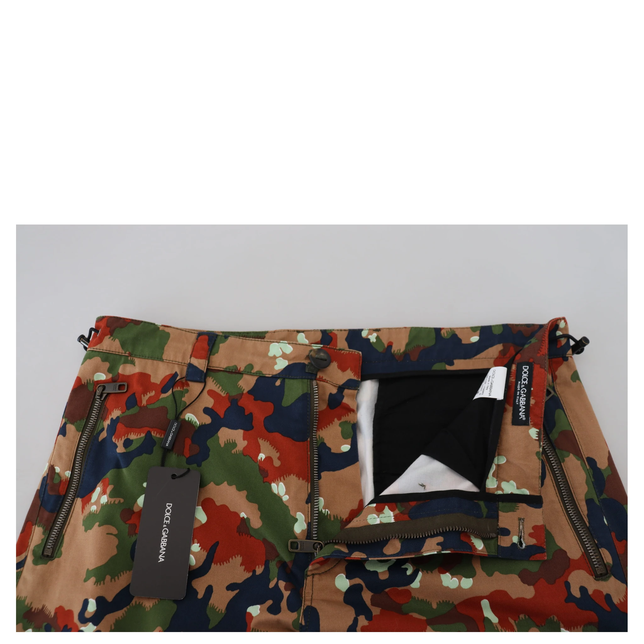 Multicolor Cotton Camouflaged Cargo Shorts