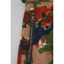 Multicolor Cotton Camouflaged Cargo Shorts