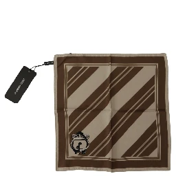Brown Stripes DG Logo Square Mens Handkerchief Scarf