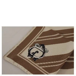 Brown Stripes DG Logo Square Mens Handkerchief Scarf