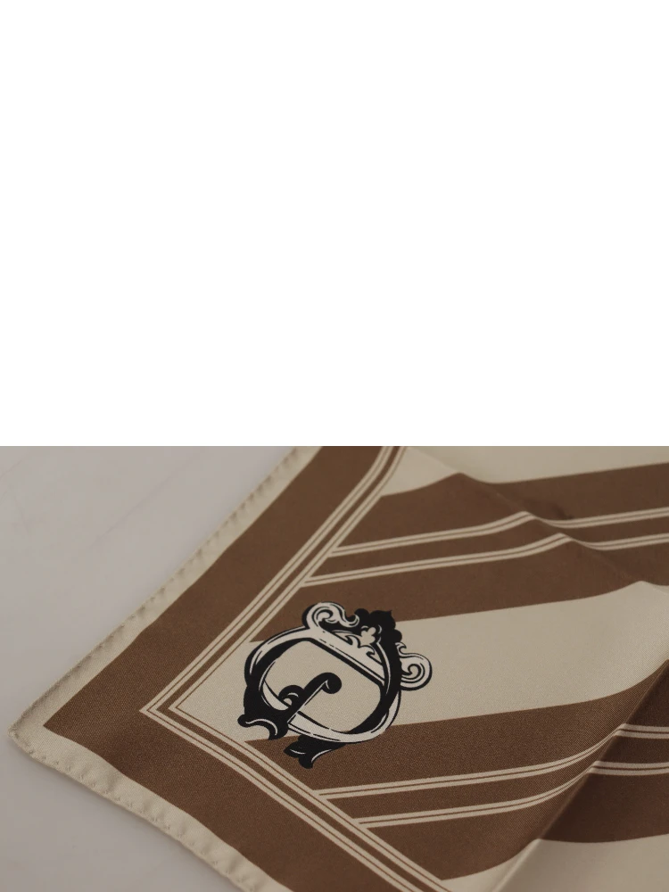 Brown Stripes DG Logo Square Mens Handkerchief Scarf alternative