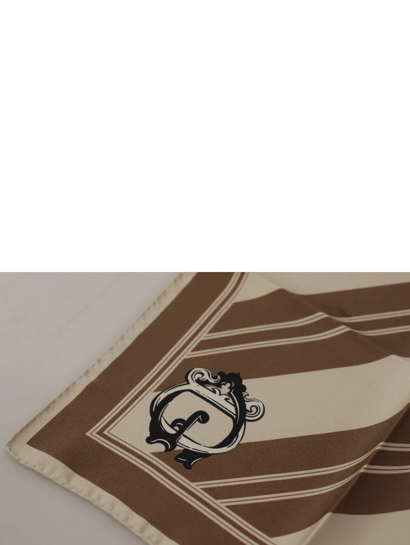 Brown Stripes DG Logo Square Mens Handkerchief Scarf
