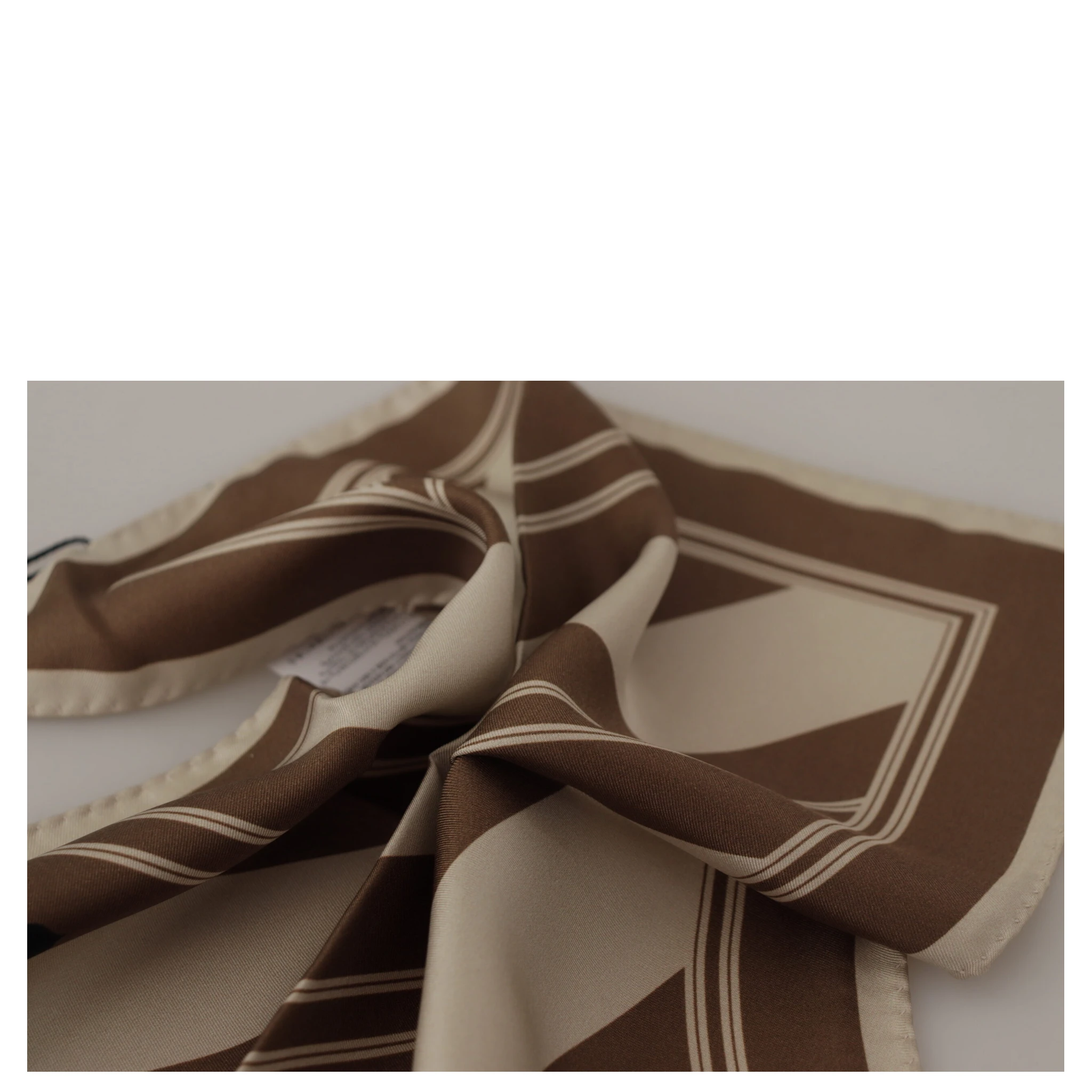 Brown Stripes DG Logo Square Mens Handkerchief Scarf